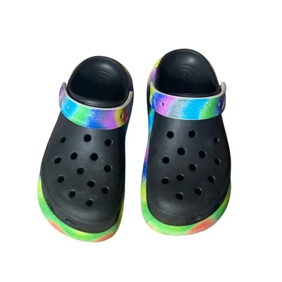 CROCS UNISEX CRUSH CLOGS RAINBOW PLATFORM M4 W6
